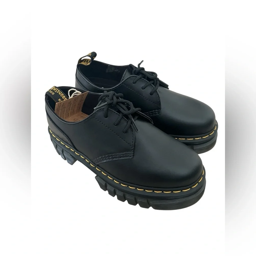 Dr Martens Black Audrick Nappa Leather Platform Shoes NWT US 9